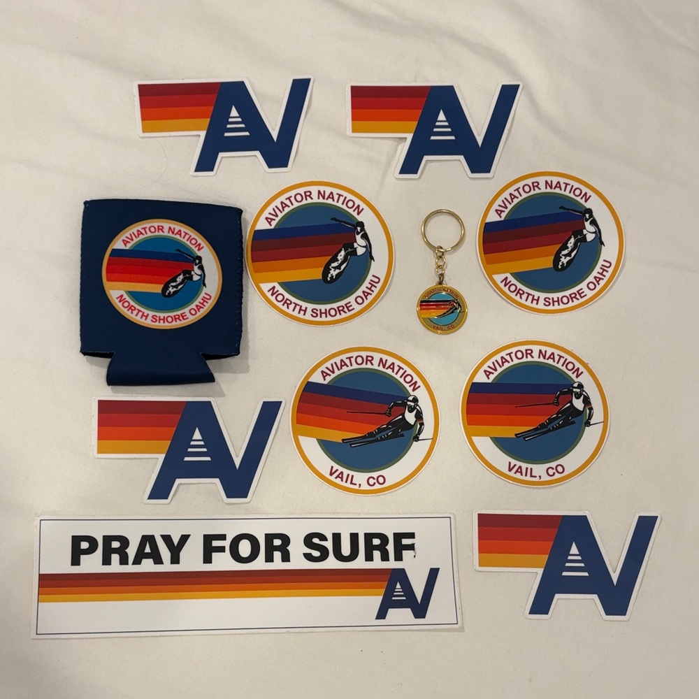 Aviator Nation Sticker and Keychain Set - Multicolor